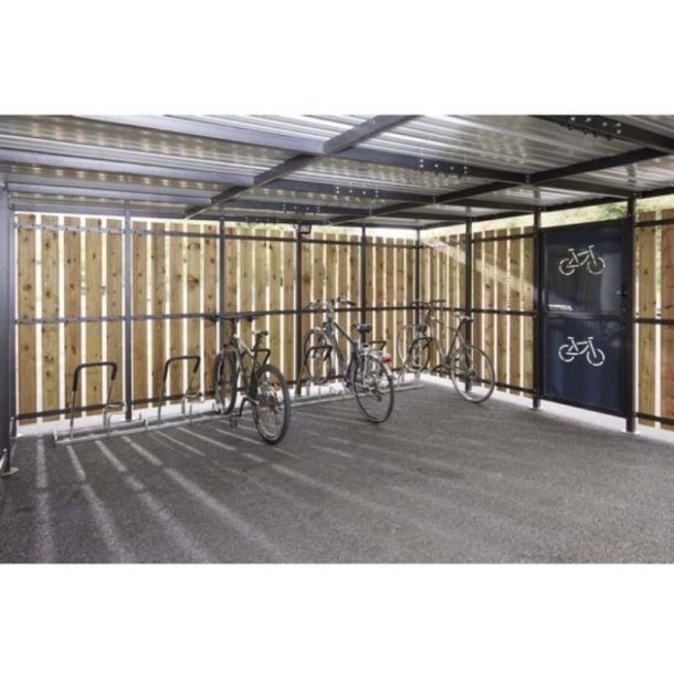 Mottez Cubit Secure cykelskur st�l 5 x 5 meter - galvaniseret st�l/tr�