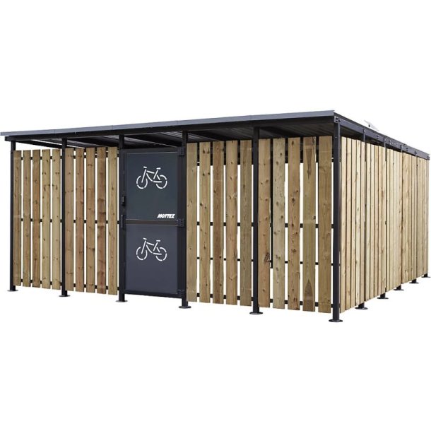 Mottez Cubit Secure cykelskur st�l 5 x 5 meter - galvaniseret st�l/tr�
