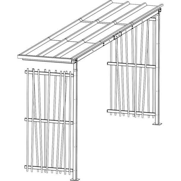 Mottez cykelskur Cubit Secure udvidelse 1 x 5 meter - galvaniseret st�l bamboo