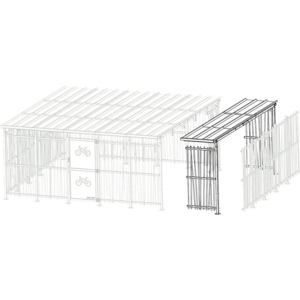 Mottez cykelskur Cubit Secure udvidelse 1 x 5 meter - galvaniseret st�l bamboo