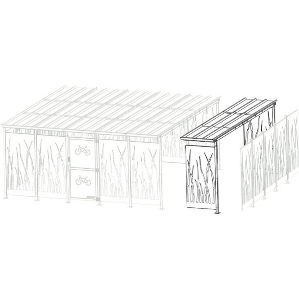 Mottez cykelskur Cubit Secure udvidelse 1 x 5 meter - galvaniseret st�l bladeform
