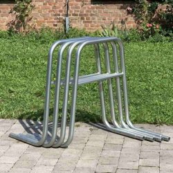 Cykelstativ i st�l  Stabilt cykel stativ - 6 b�jler og tv�rst�nger