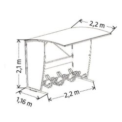 Mottez cykelskur stl til 6 cykler - galvaniseret - sort (med stativ)