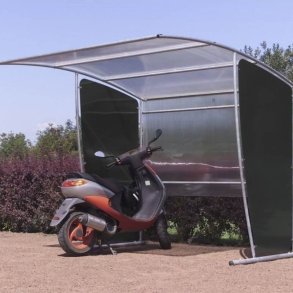 Mottez cykelskur stl til 6 cykler - galvaniseret - sort (uden stativ)