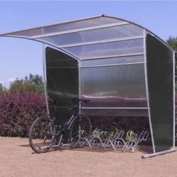 Mottez cykelskur stl til 6 cykler - galvaniseret - sort (med stativ)