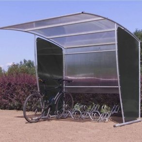 Mottez cykelskur stl til 6 cykler - galvaniseret - sort (med stativ)