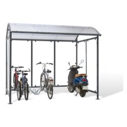 Mottez cykelskur stl til 9 cykler - galvaniseret - lys Gr