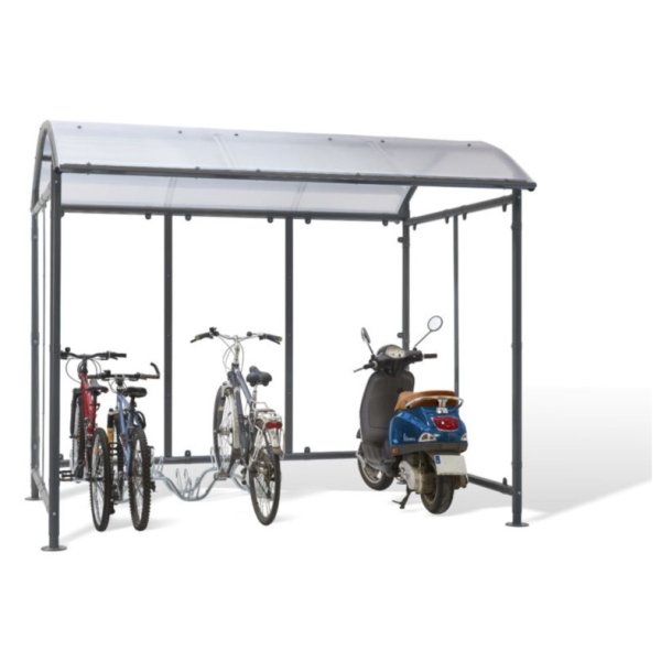 Mottez cykelskur stl til 9 cykler - galvaniseret - lys Gr