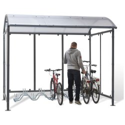 Mottez cykelskur stl til 9 cykler - galvaniseret - lys Gr