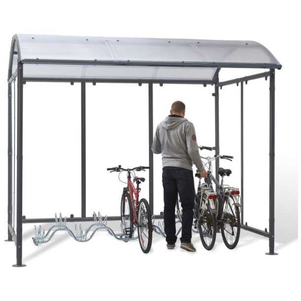 Mottez cykelskur stl til 9 cykler - galvaniseret - lys Gr