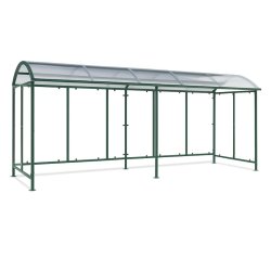 Mottez cykelskur stl modul til 9 cykler - galvaniseret - mrk grn