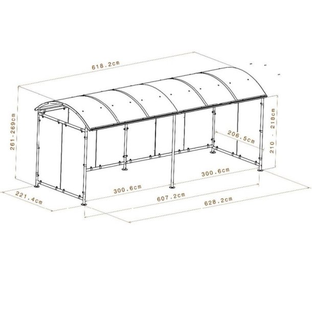 Mottez cykelskur stl til 18 cykler - galvaniseret - bl
