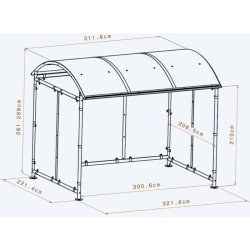 Mottez cykelskur stl til 9 cykler - galvaniseret - lys Gr
