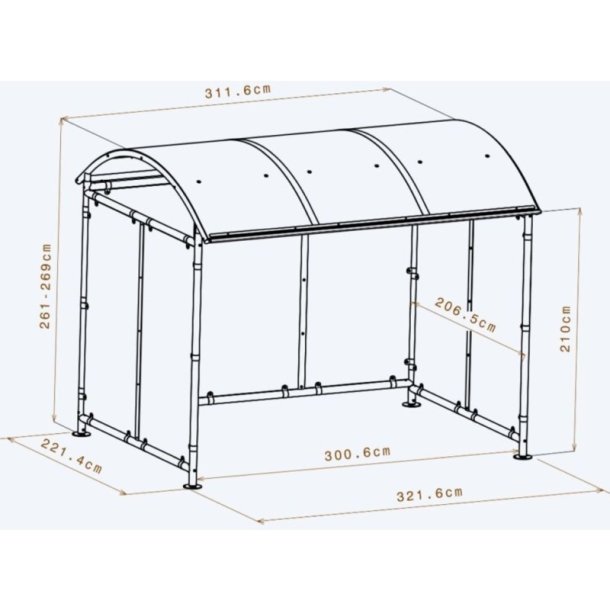 Mottez cykelskur stl til 9 cykler - galvaniseret - lys Gr