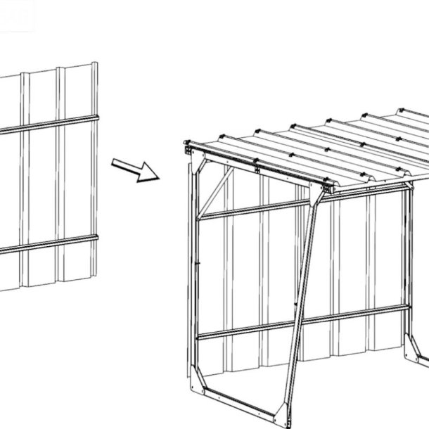 Mottez stl bagside til cykelskur B813C - galvaniseret