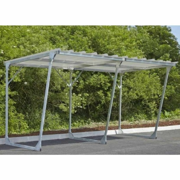 Mottez cykelskur stl modul til 5 cykler - galvaniseret (med stativ)