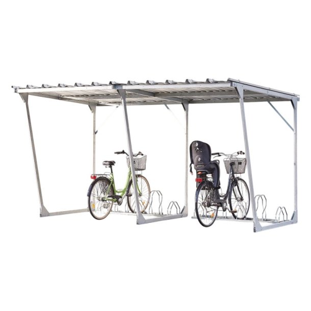 Mottez cykelskur stl modul til 5 cykler - galvaniseret (med stativ)