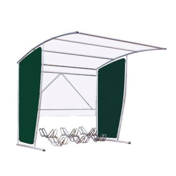 Mottez cykelskur stl til 6 cykler - galvaniseret - grn (med stativ)