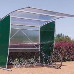 Mottez cykelskur stl til 6 cykler - galvaniseret - grn (med stativ)