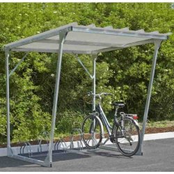 Mottez cykelskur stl til 5 cykler - galvaniseret (med stativ)