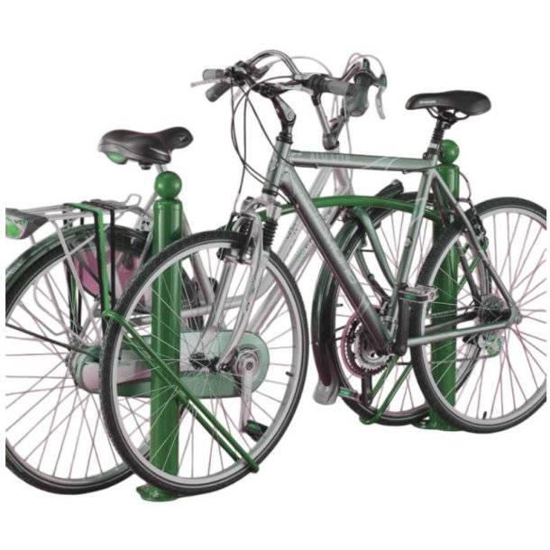 Cykelstativ til 2 cykler grn - 76mm Epoxypulver stl stende
