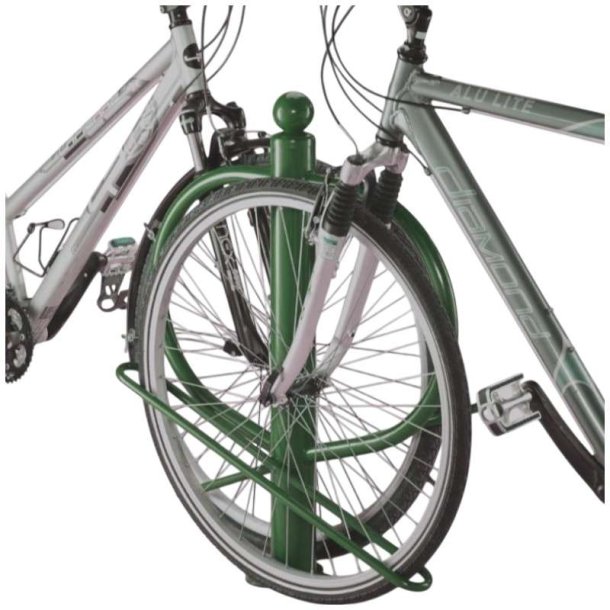 Cykelstativ til 2 cykler grn - 76mm Epoxypulver stl stolpe