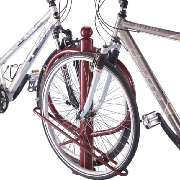 Cykelstativ til 2 cykler rd - 76mm Epoxypulver stl stolpe