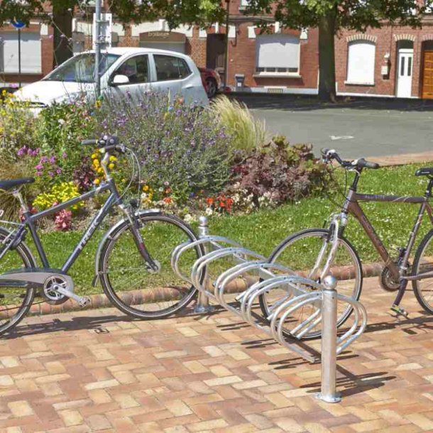 Cykelstativ til 10 cykler gr - 76mm galvaniseret stl