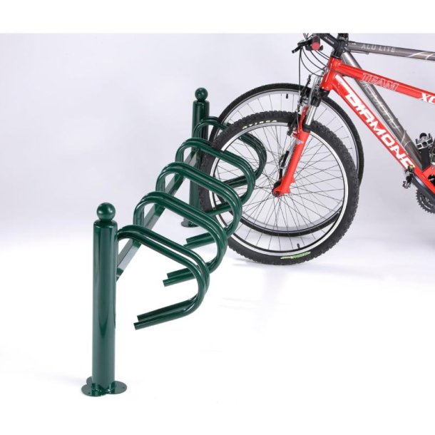 Cykelstativ til 5 cykler grn - 76mm Epoxy malet stl