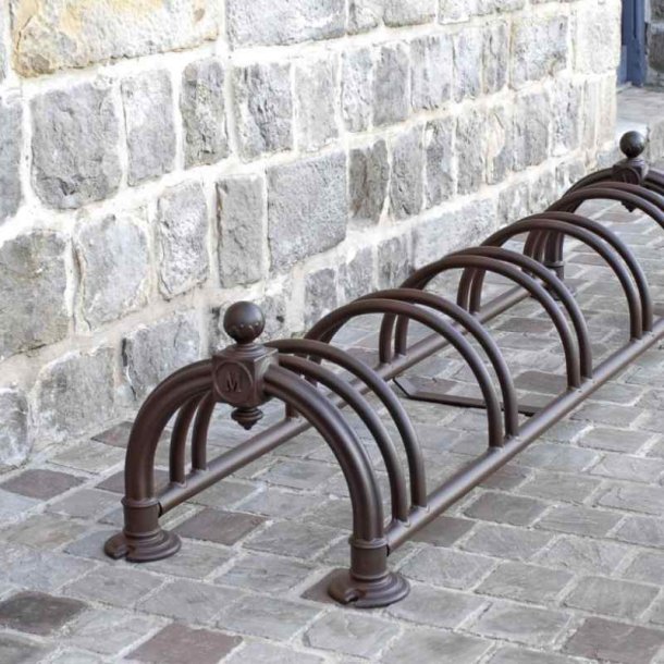 Cykelstativ til 5 cykler rust - 30mm Epoxymalet alu/stl