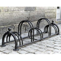 Cykelstativ til 5 cykler sort - 30mm Epoxymalet alu/stl