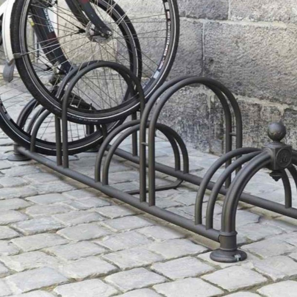 Cykelstativ til 5 cykler sort - 30mm Epoxymalet alu/stl