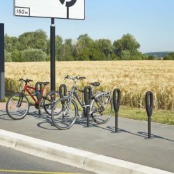 Cykelstativ til 2 cykler sort - 50mm gummi/stl stolpe