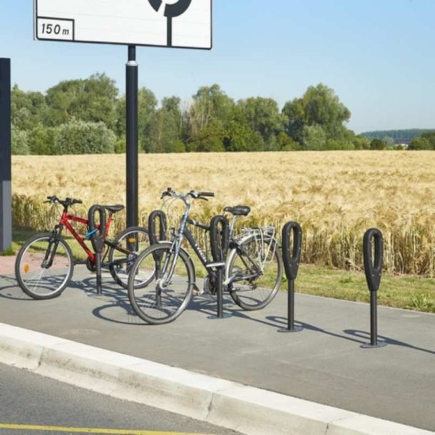 Cykelstativ til 2 cykler sort - 50mm gummi/stl stolpe