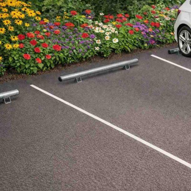 Parkeringsstop i st�l 200 cm galv PRM sikkerhedsbarriere - lige �76