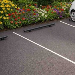 Parkeringsstop i st�l 200 cm gr� PRM sikkerhedsbarriere - lige �76