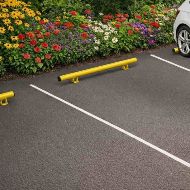 Parkeringsstop i st�l 200 cm gul PRM sikkerhedsbarriere - �60 cm