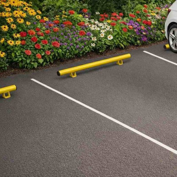 Parkeringsstop i st�l 200 cm gul PRM sikkerhedsbarriere - lige �76