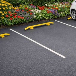 Parkeringsstop i st�l 200 cm gul PRM sikkerhedsbarriere - skr� �76