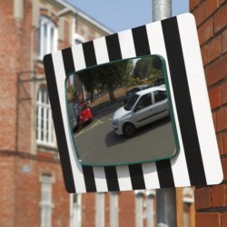 Mottez trafik og gadespejl 40x30 cm - Stribet til Stolpe og vg