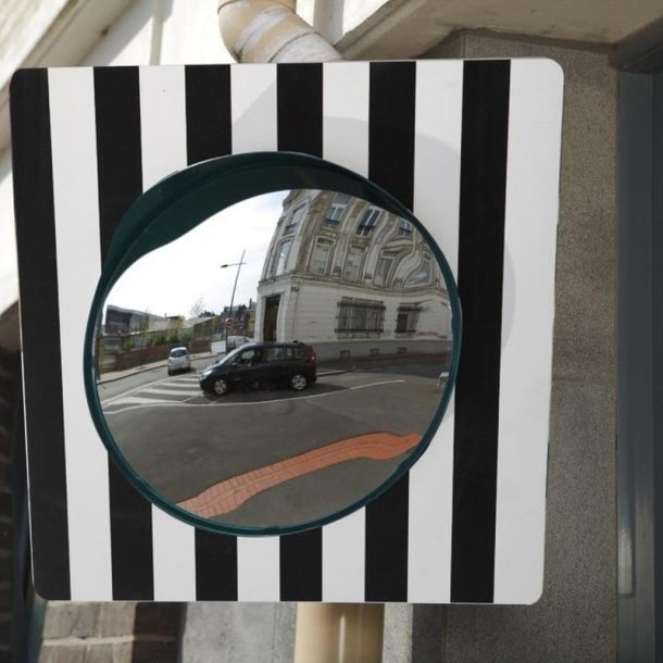 Mottez trafik og gadespejl  40 cm - Stribet til Stolpe og vg