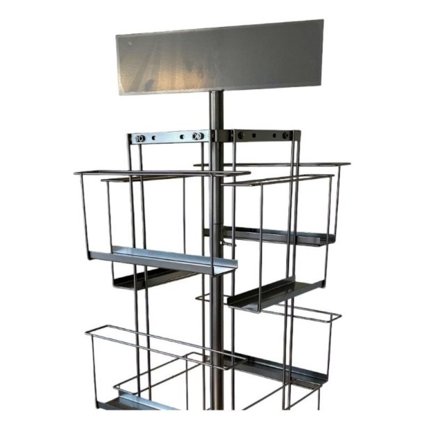 Brochurekarrusel - gummihjul - 12 rum (A4/A3) - kugleleje - Bremse