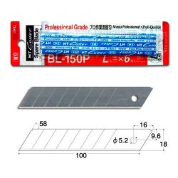 NT-Cutter BL-150P Skreblade til 18mm junior hobbykniv - Pakke med 6 stk.