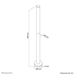 Neomounts FPMA-D9POLE Extension pole monitor arm - h 100 cm - Silver - Steel - Desk - 0 - 1000 mm - 1000 mm - 90 mm