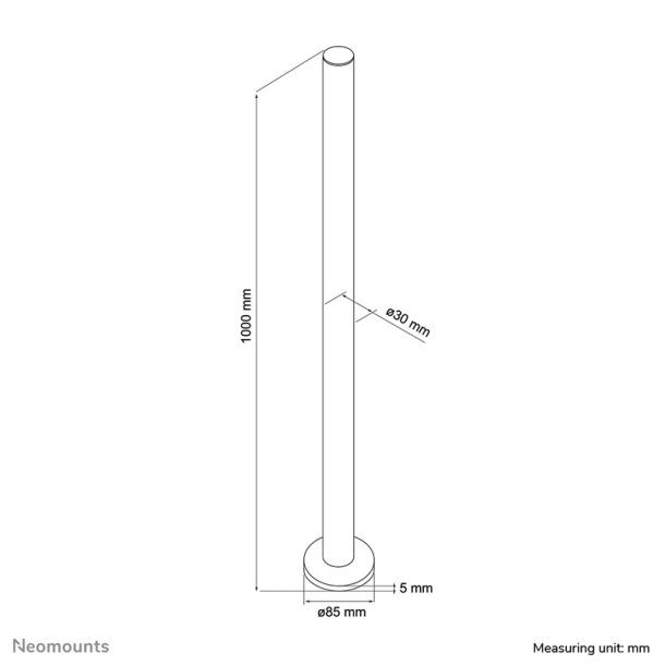 Neomounts FPMA-D9POLE Extension pole monitor arm - h 100 cm - Silver - Steel - Desk - 0 - 1000 mm - 1000 mm - 90 mm
