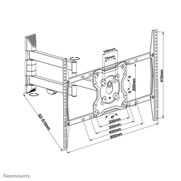 Neomounts FPMA-W460BLACK tv-beslag 177,8 cm (70") Sort