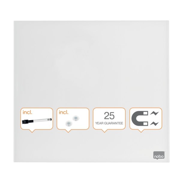 Glastavle Nobo Diamond - hvid - 30x30 cm