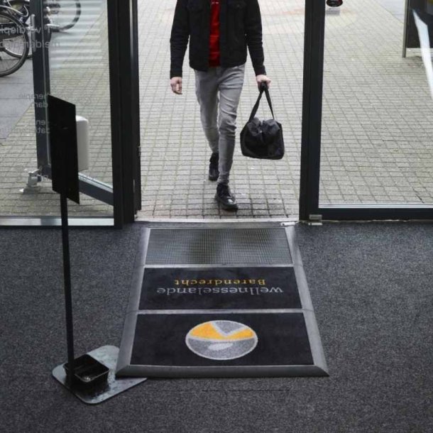 Notrax sanitetsmtte Sani-master 348 logo - 91,4x152,5cm -3 zone desinfektionsmtter