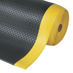 Notrax 419 Diamond Sof-Tred arbejdsm�tte - 91cm x 18,3 meter sort/Gul vinylm�tte rulle