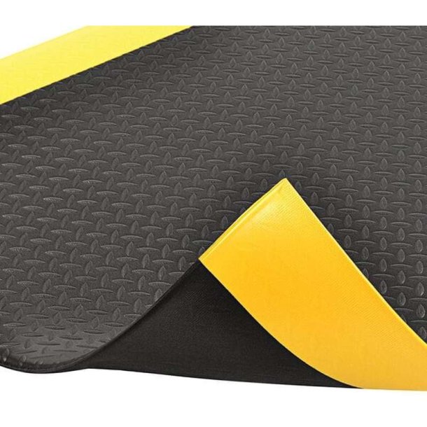 Notrax 419 Diamond Sof-Tred arbejdsm�tte - 91cm x 18,3 meter sort/Gul vinylm�tte rulle